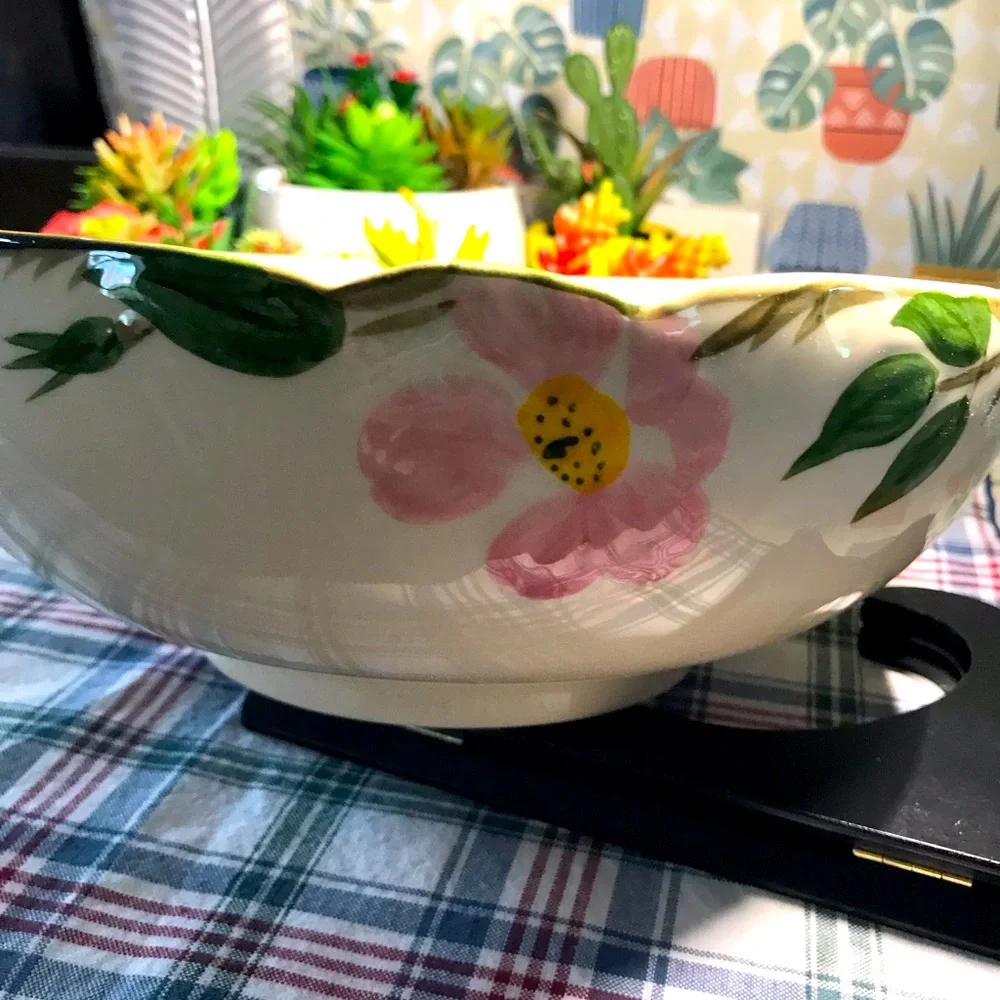 Vintage 1950 Franciscan Desert Rose Large Salad/Serving Bowl Scalloped Rim. - Picture 5 of 12